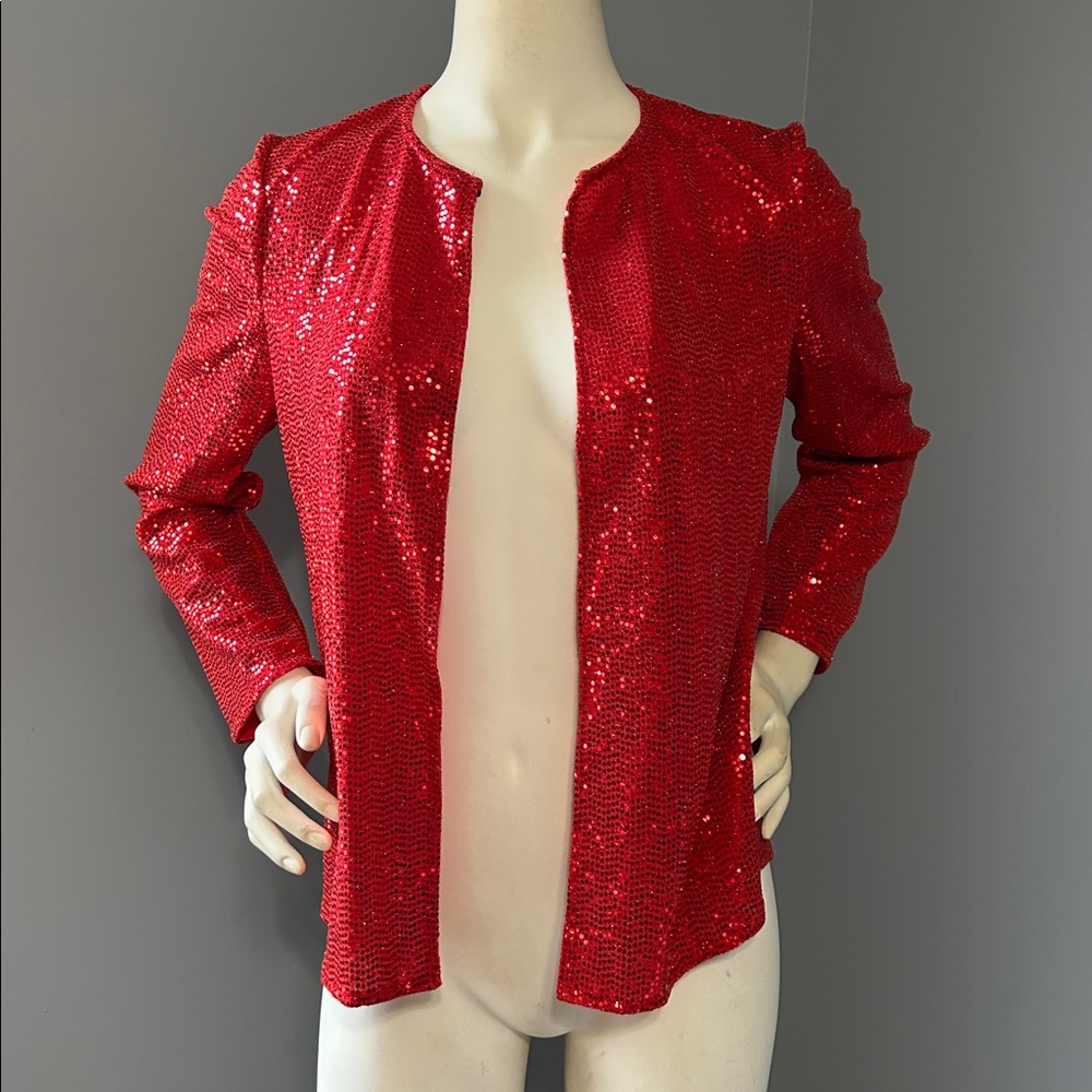 NWT Anne Klein Red Sequin Jacket - Picture 5 of 16